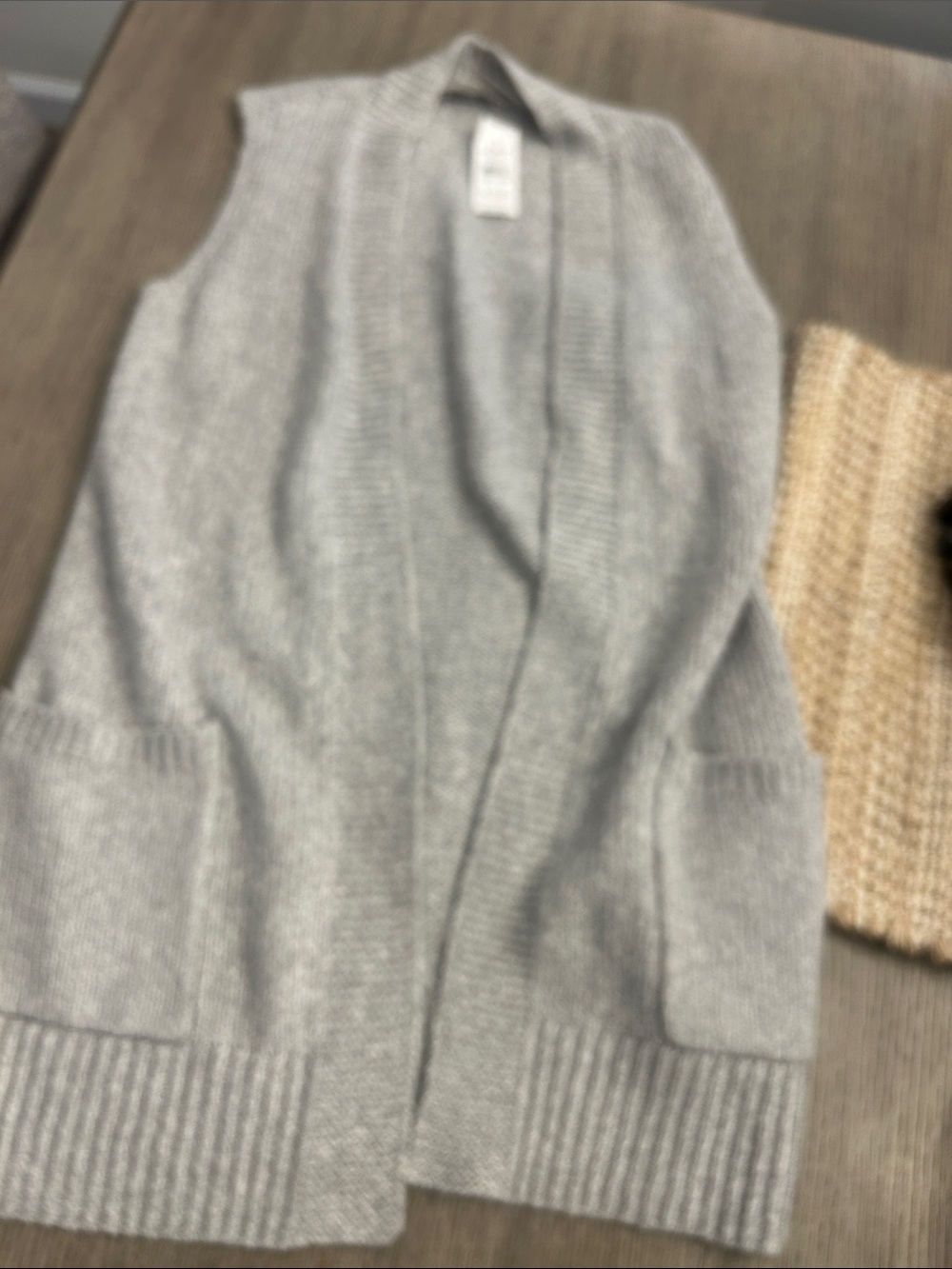 LOFT Light Gray Open-Front Sleeveless Cardigan Vest